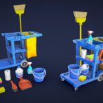 Stylized Janitorial Cart – Low Poly