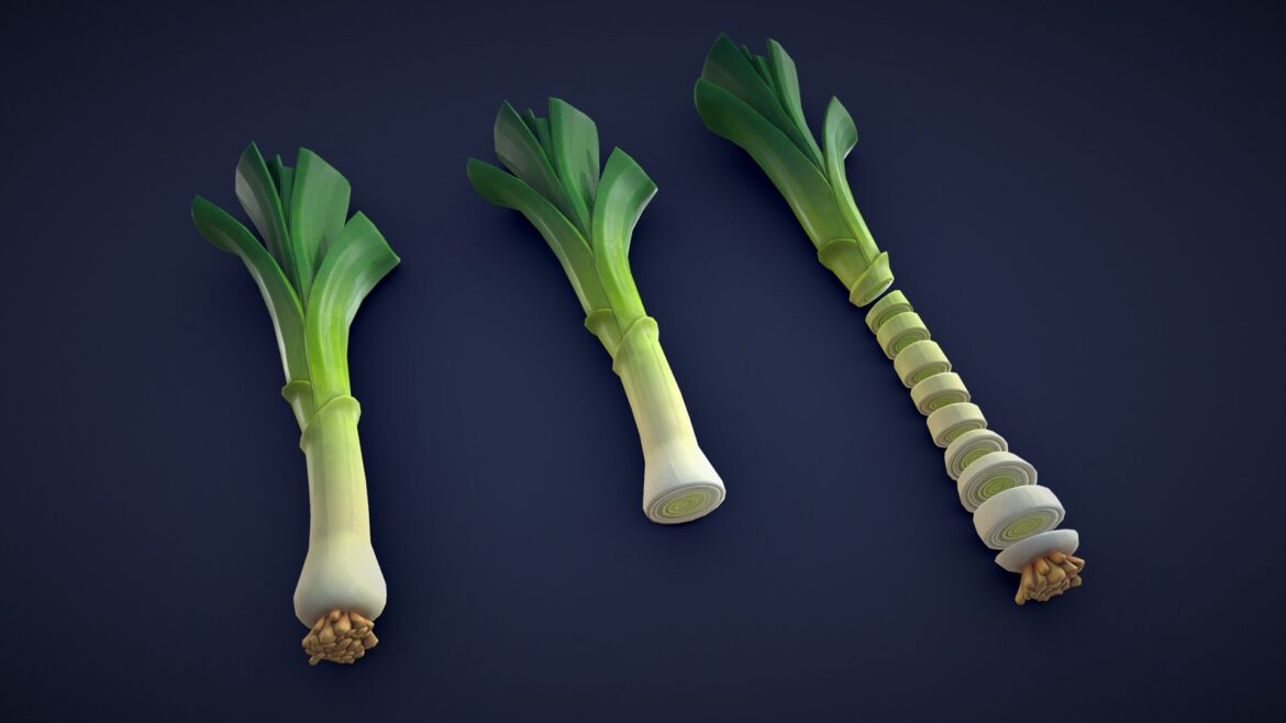 stylized leek low poly 3d model