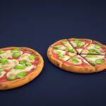 stylized margherita pizza low poly 3d model