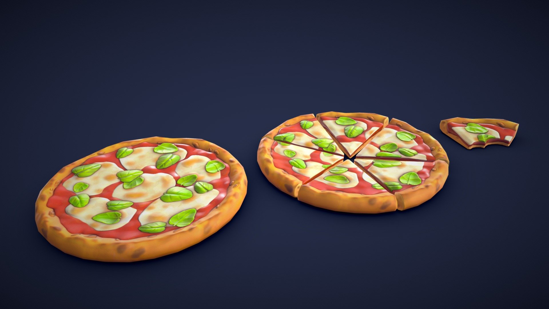 Stylized Margherita Pizza – Low Poly