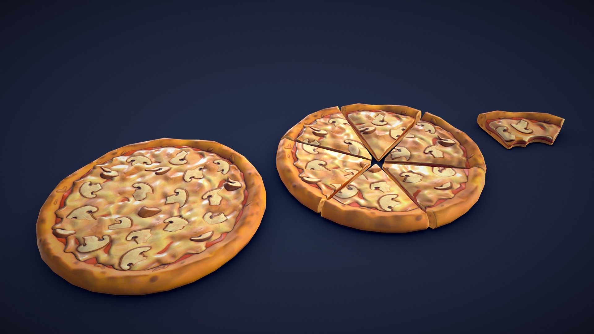 Stylized Mushroom Pizza – Low Poly