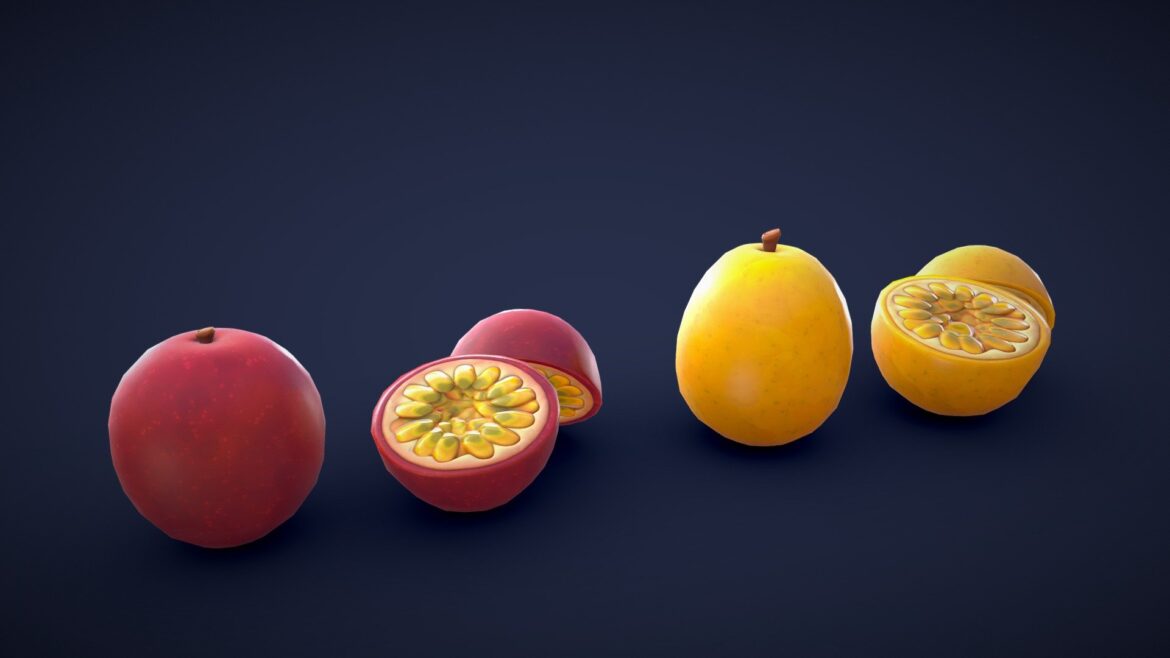 stylized passion fruit low poly 3d model