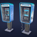 Stylized Pay Phone / Phone Booth – Low Poly