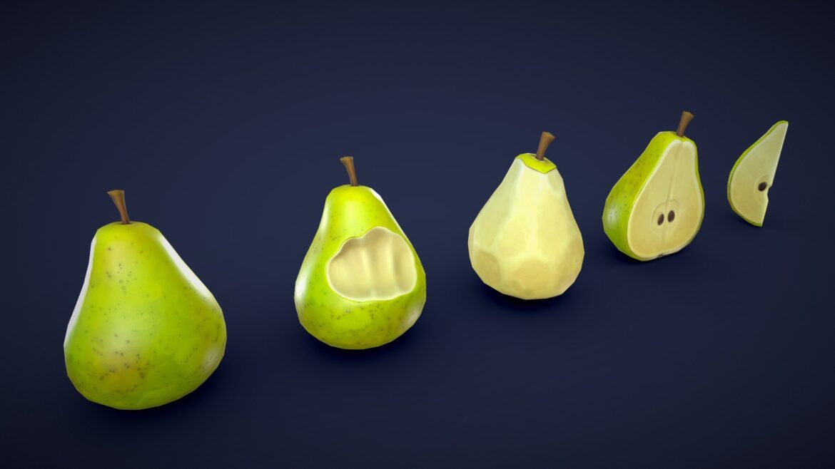 stylized pear green low poly 3d model