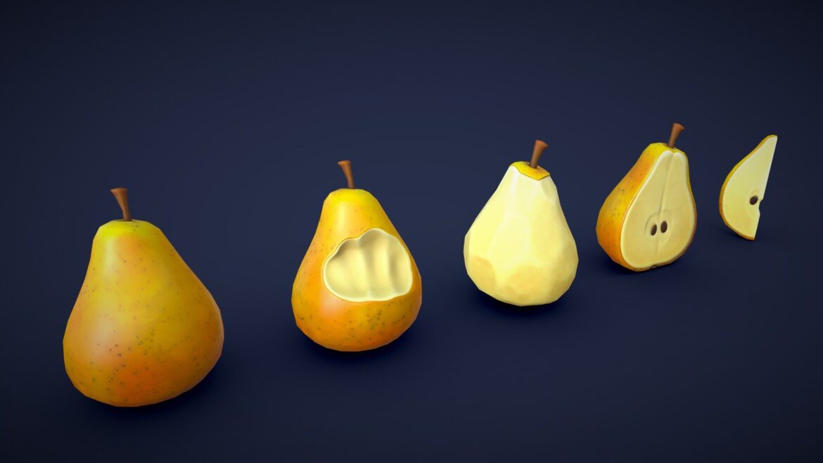 stylized pear yellow low poly 3d model