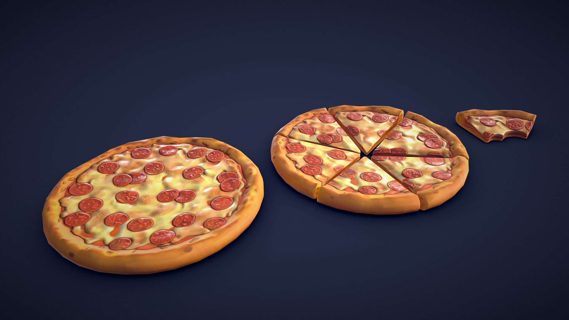 Stylized Pepperoni Pizza – Low Poly