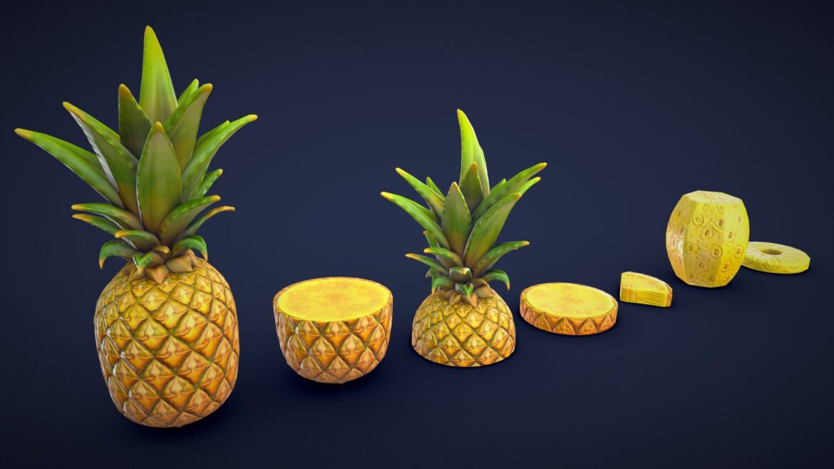 stylized pineapple low poly 3d model