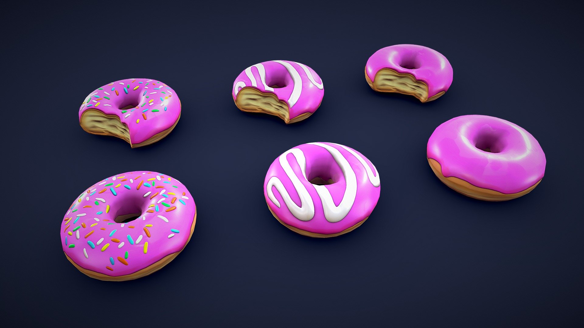 Stylized Donut Collection – Low Poly