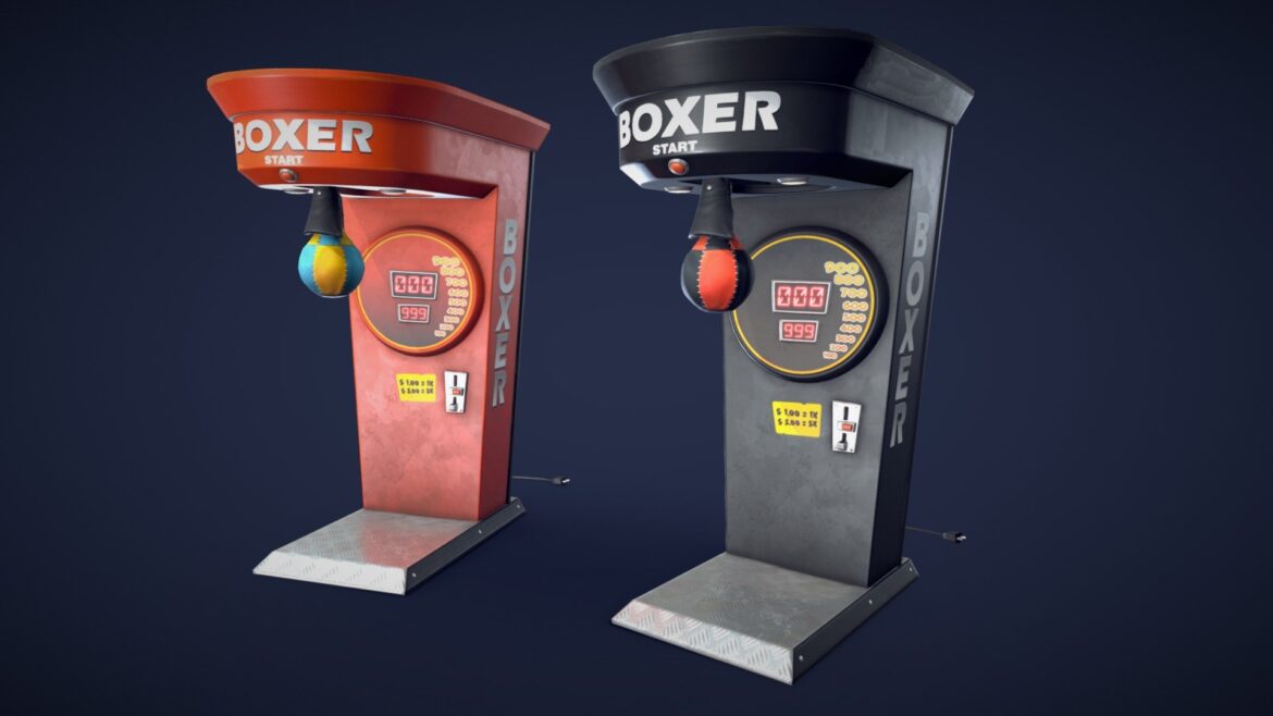 stylized punching boxing machine low poly 3d model