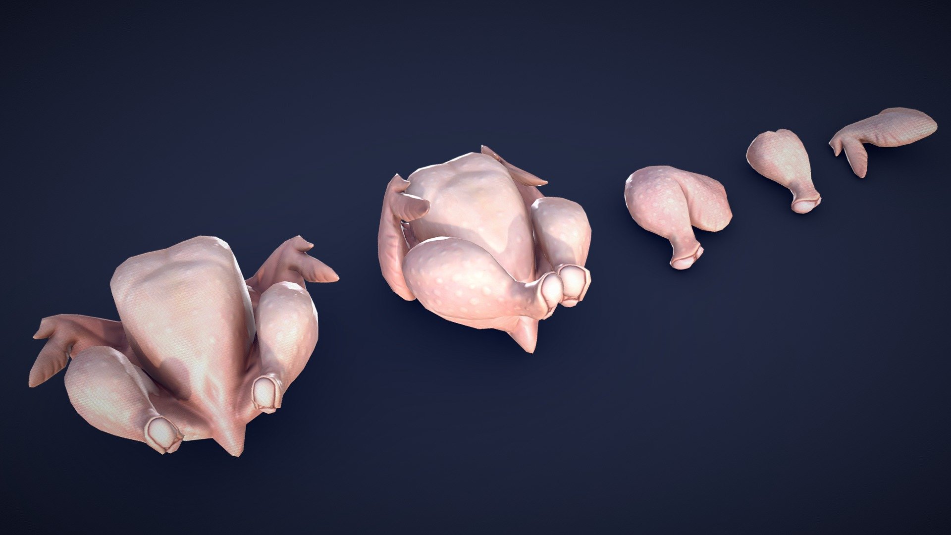 Stylized Raw Chicken – Low Poly