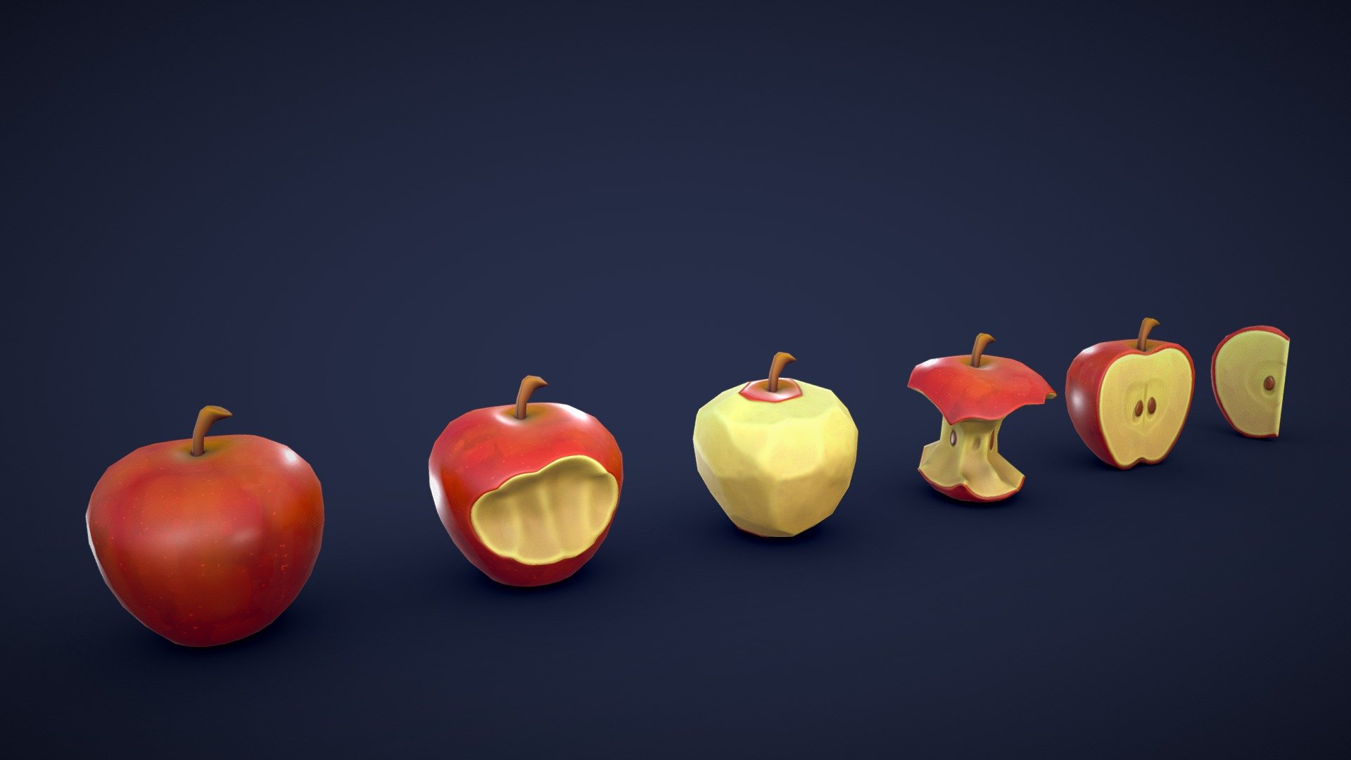 Stylized Red Apple – Low Poly