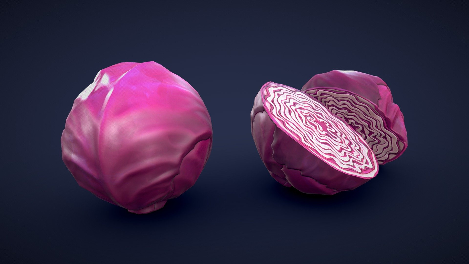 Stylized Red Cabbage – Low Poly
