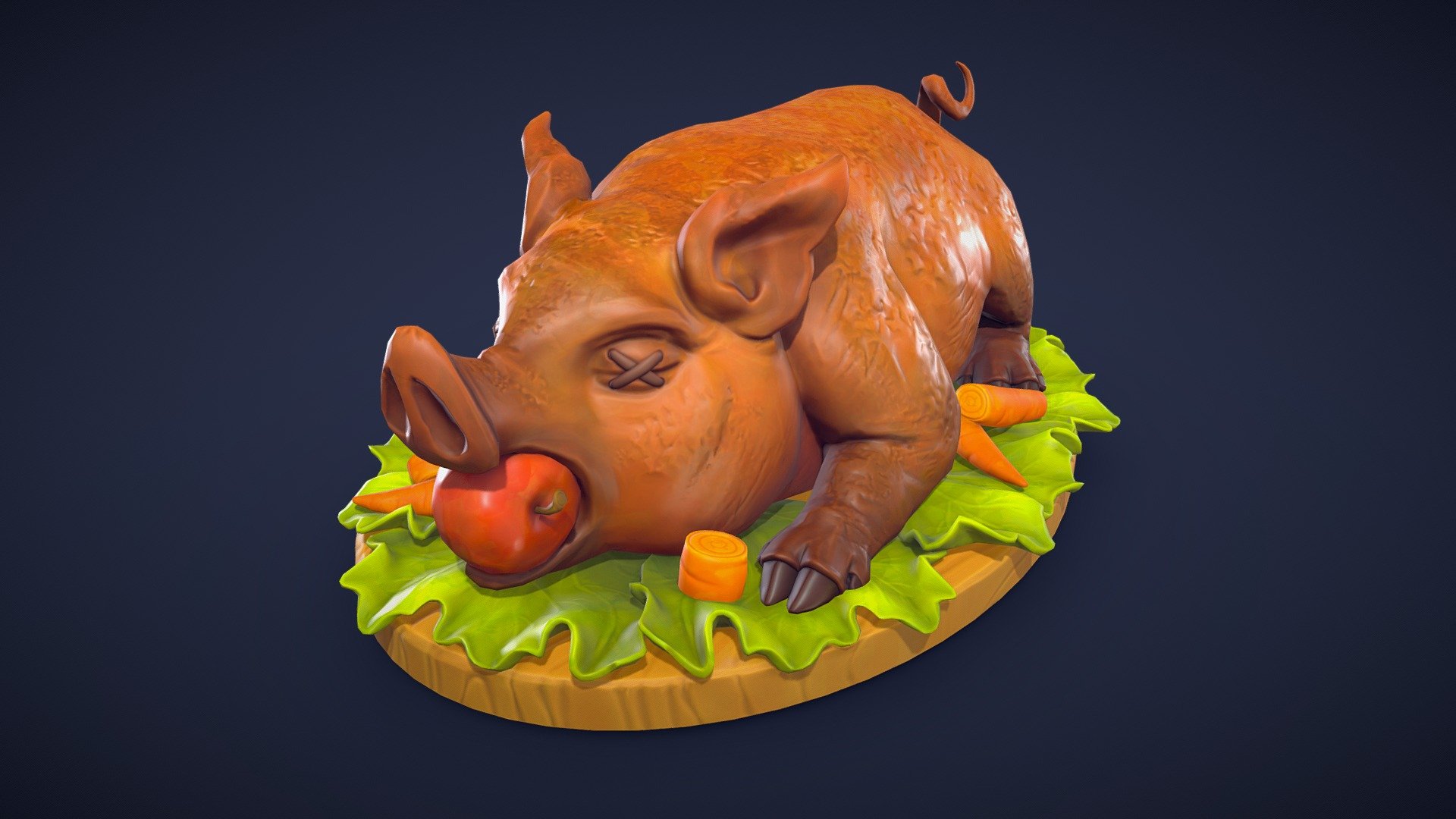 Stylized Roasted Pig – Low Poly