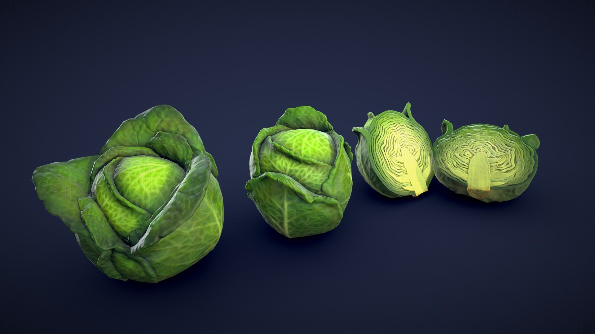 Stylized Savoy Cabbage – Low Poly