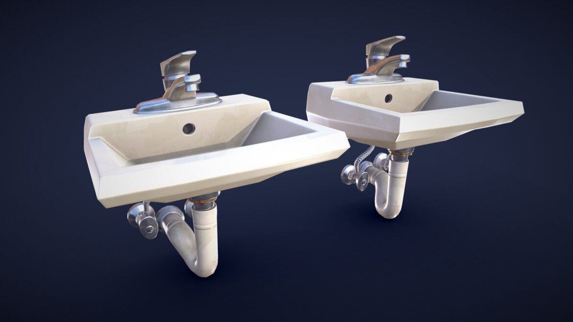 stylized sink low poly 3d model