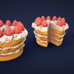 Stylized Strawberry Cake – Low Poly