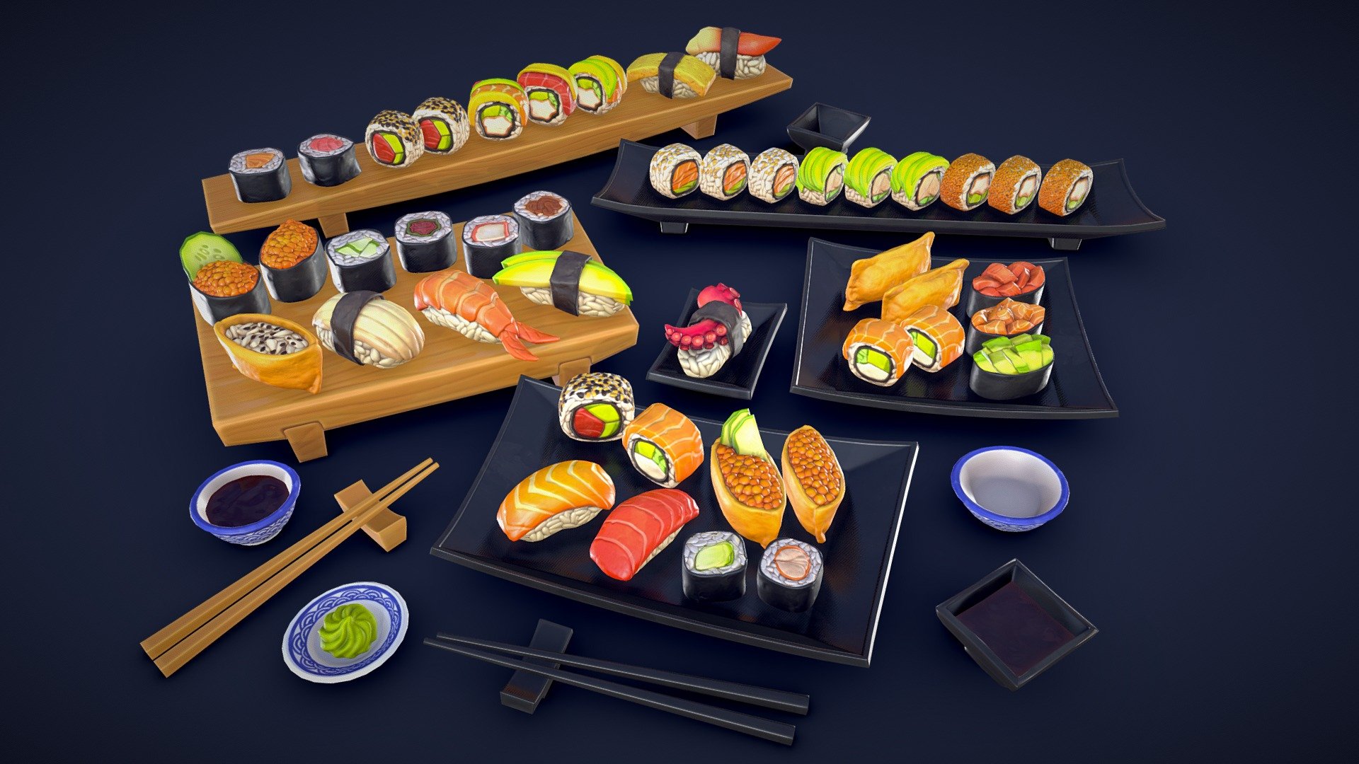 Stylized Sushi Collection – Low Poly