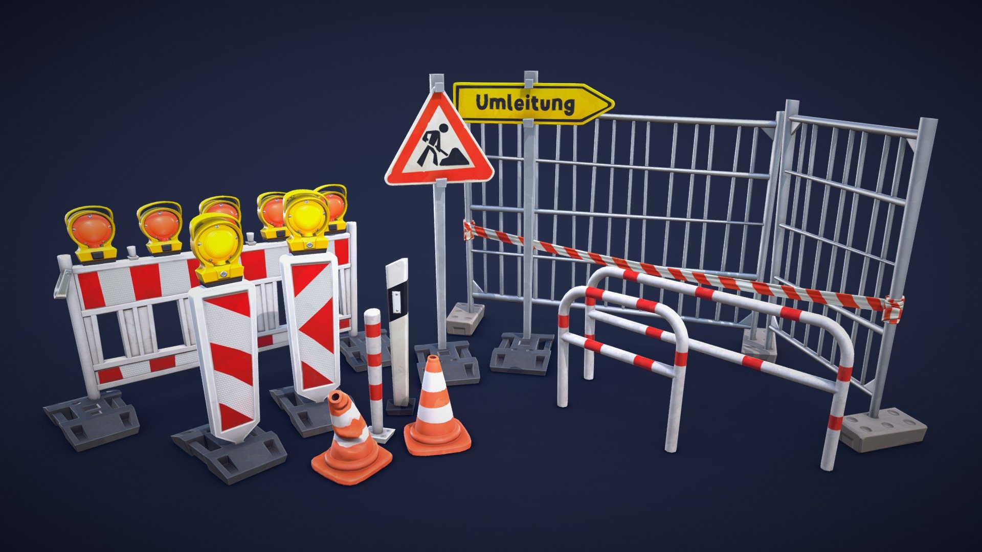 Stylized Traffic Props and Barriers 3 – Low Poly