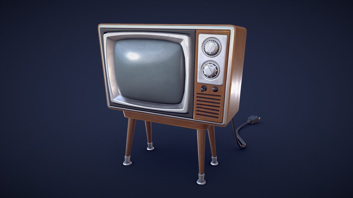 stylized vintage tv low poly 3d model
