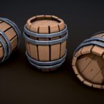 stylized wooden barrel 3d model