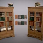 Vintage Bookcase and Books (Clean and Dirty)