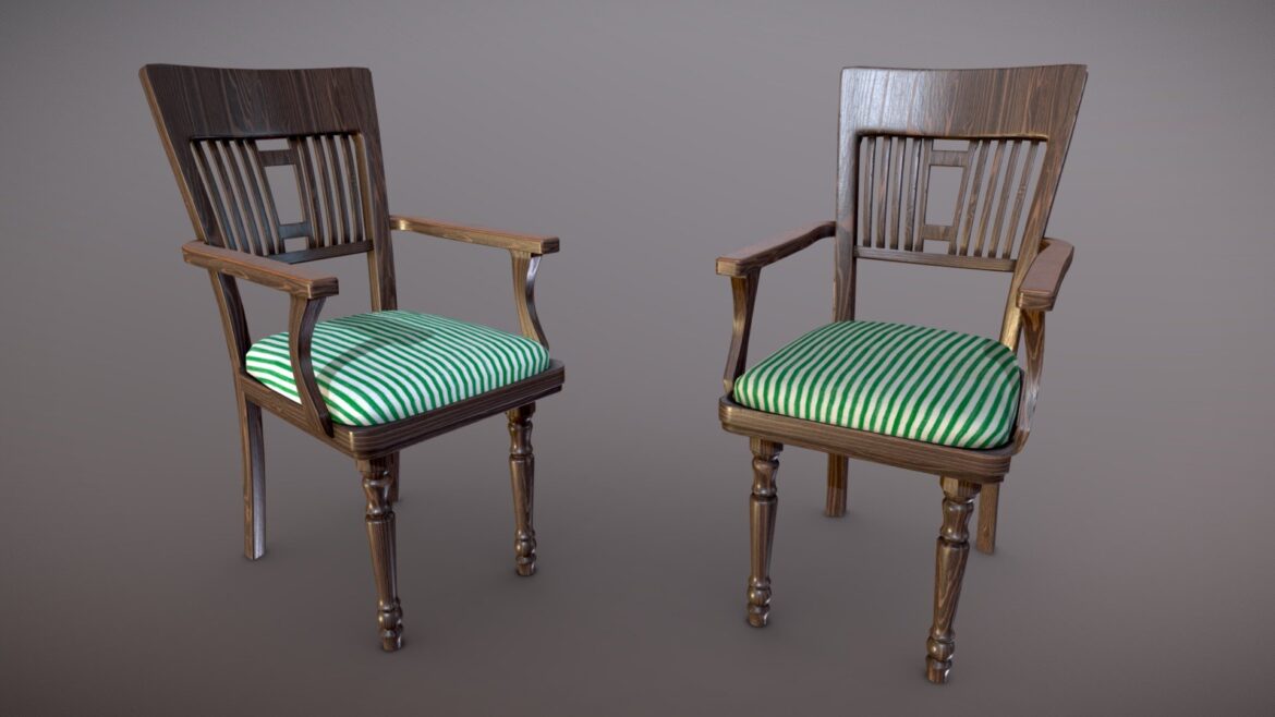 vintage chair clean and dirty 3d model