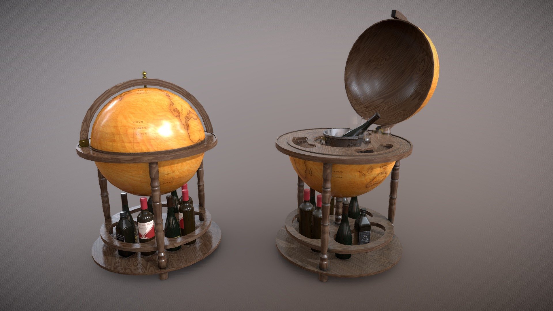 Vintage Globe Bar (Clean and Dirty)