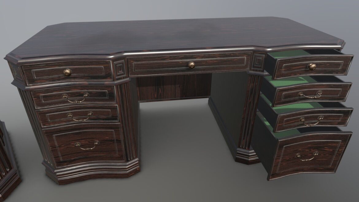 vintage table clean and dirty 3d model