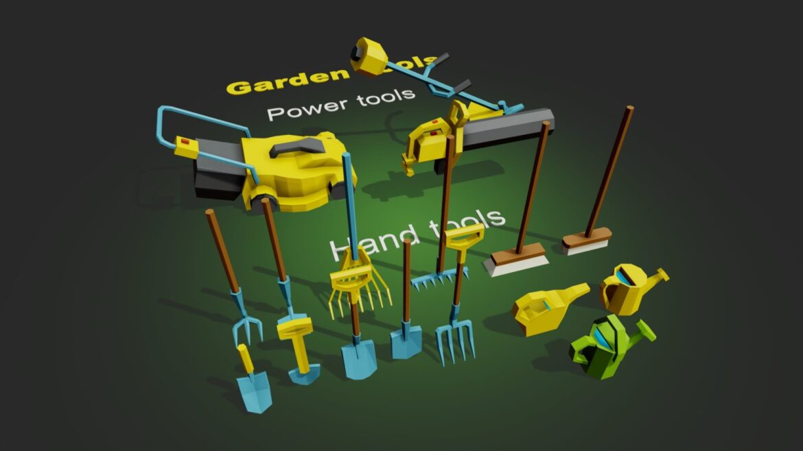 assets garden tools 3d model