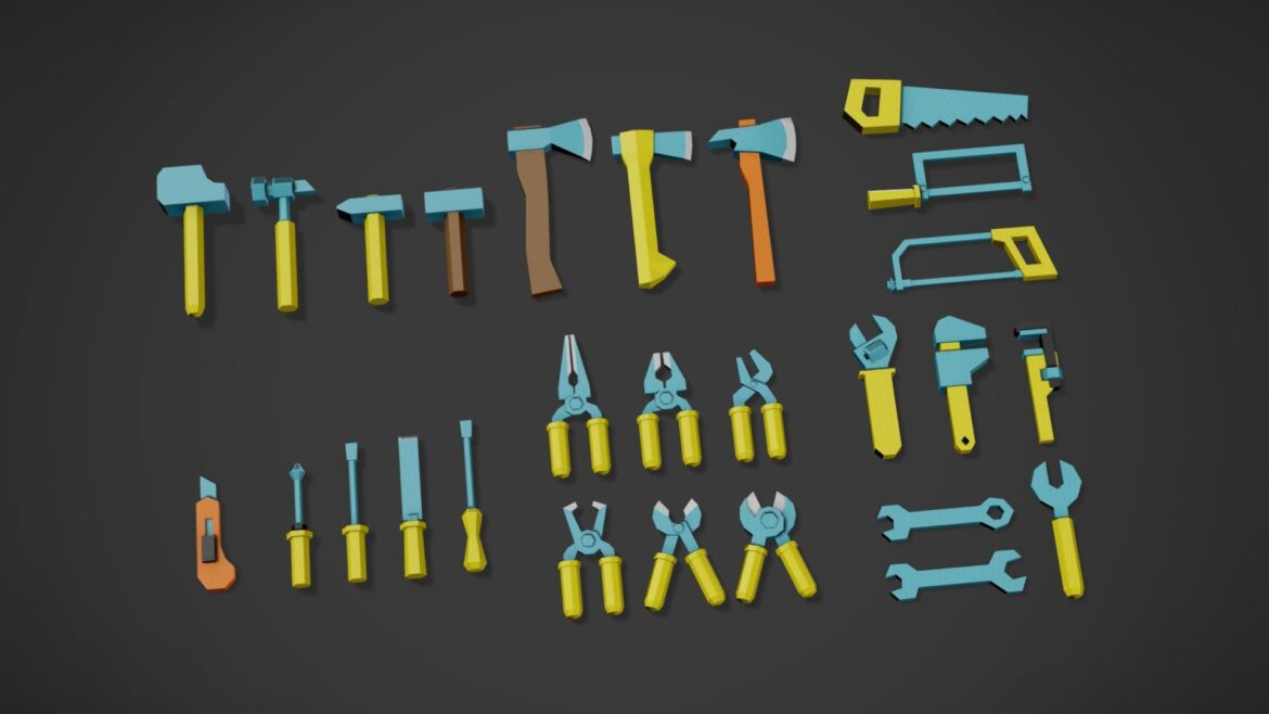 assets hand tools 3d model