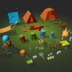 assets tourist camping 3d model