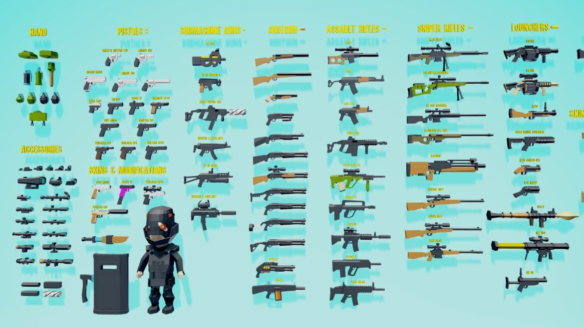 assets weapons modern 3d model