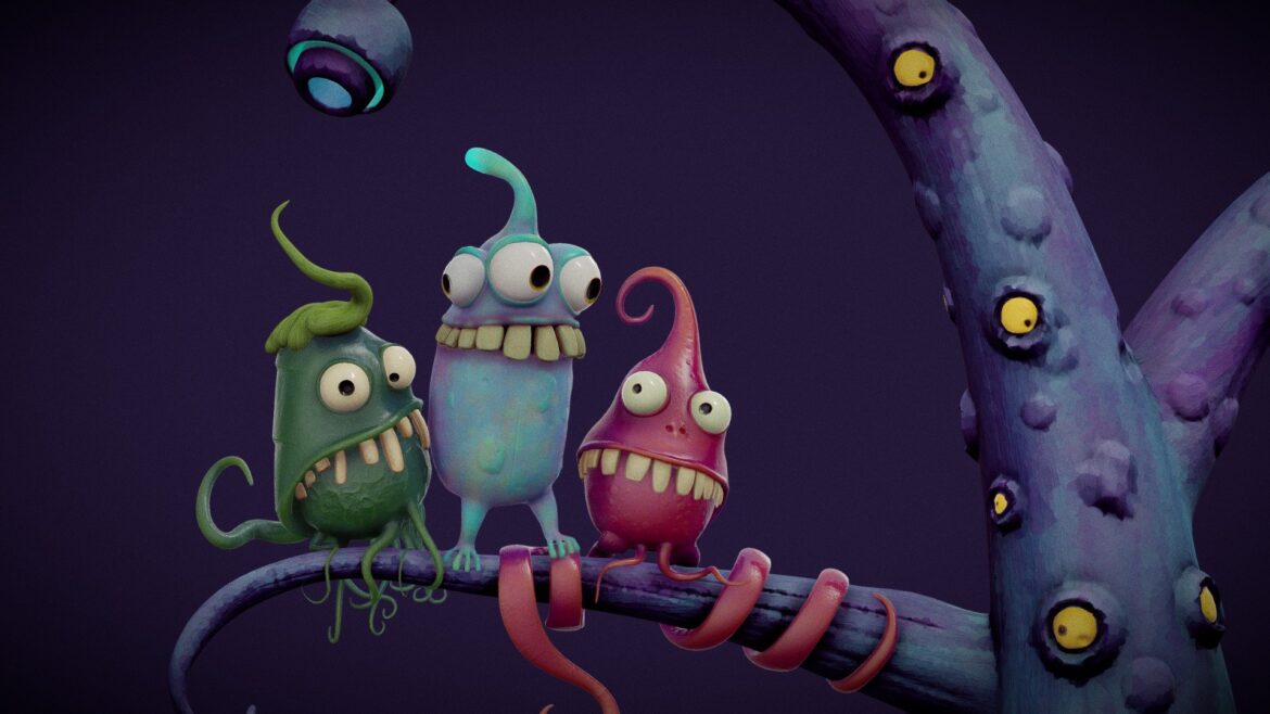 cute monsters gangs 3d model
