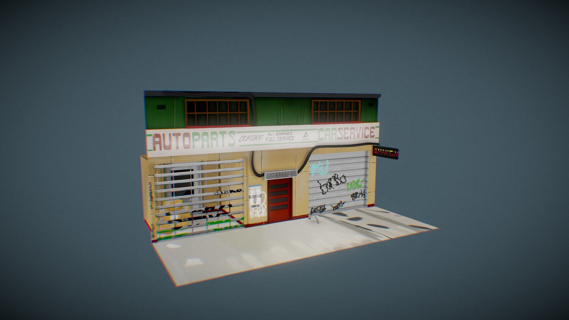 Cyberpunk Auto parts building