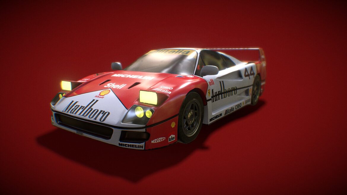 ferrari f40 w marlboro livery 3d model