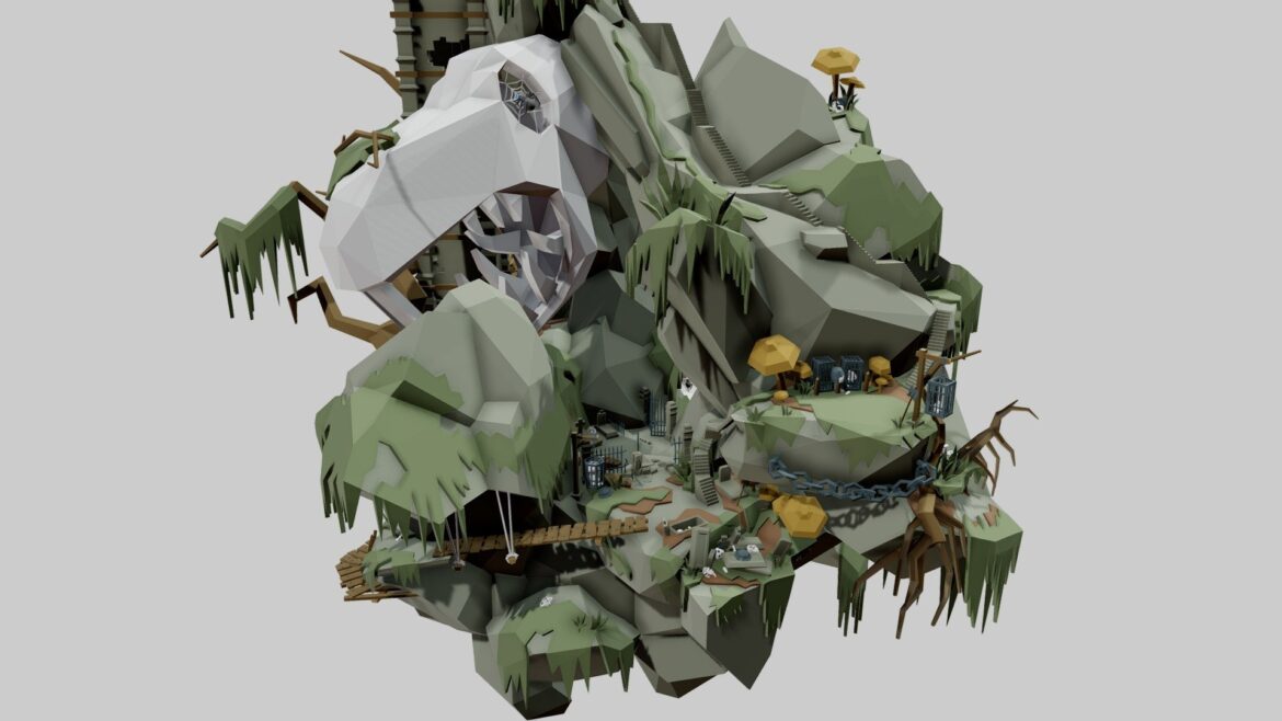 flying world necromancer scene 3d model