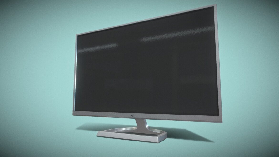 Hp Monitor 3d Model - Detailed 27-inch HP monitor 3D model rendered with realistic textures