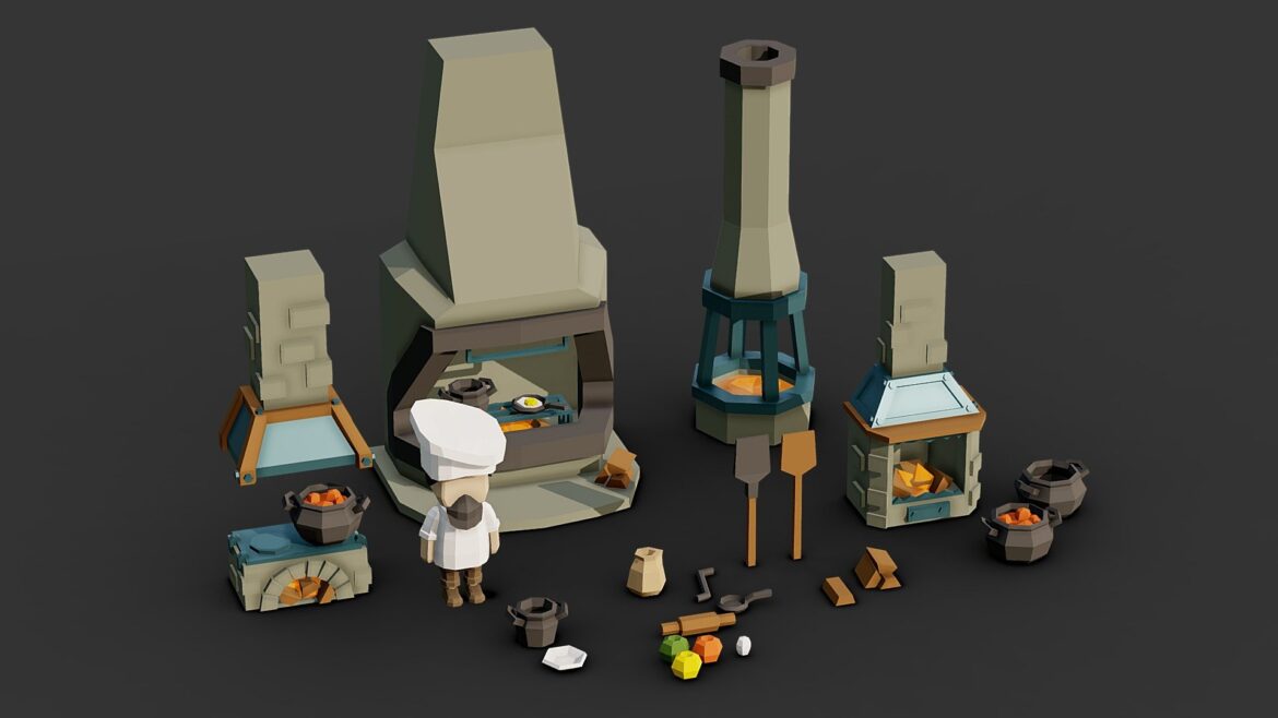 kitchen fantasy assets 3d model