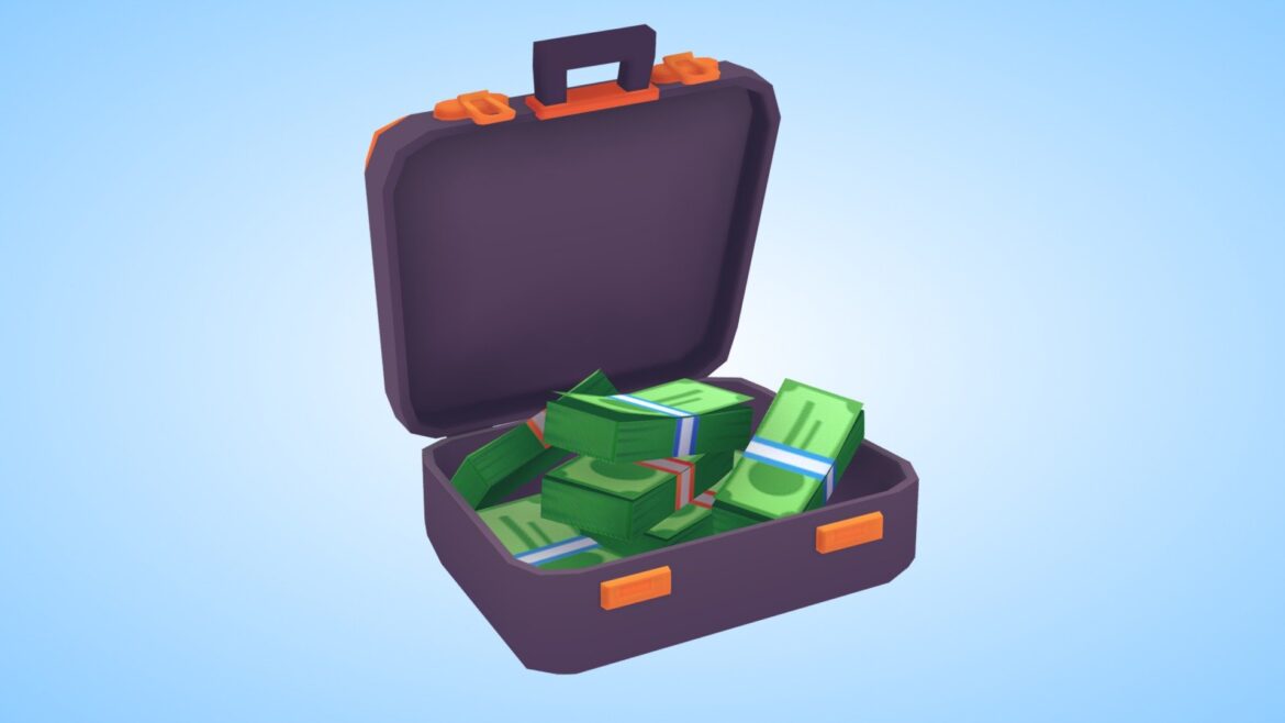 money suitcase briefcase bag animated 3d model