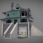 Regular Show House 3d Model - Realistic 3D model of the iconic Regular Show House rendered in a game engine, showcasing detailed textures and modular design.