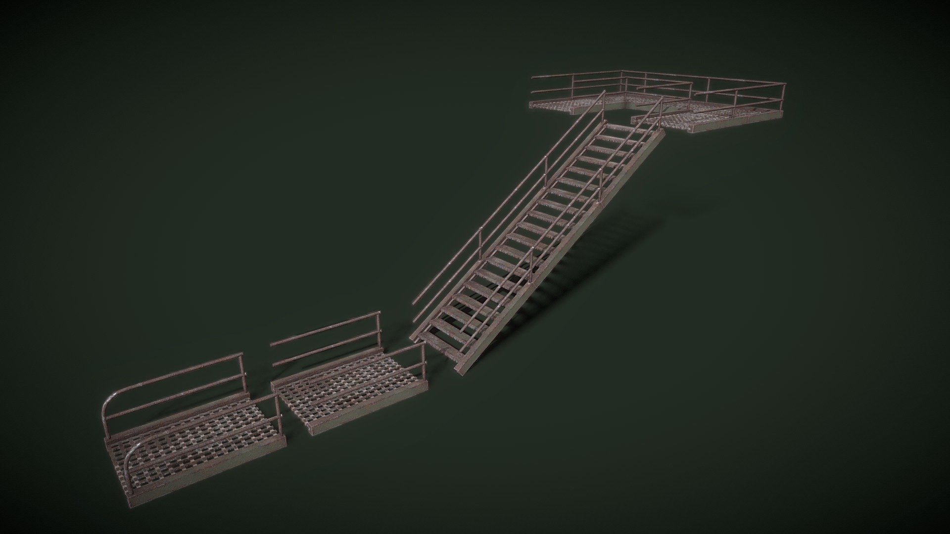 Rusty bridge modular assets – Game Ready