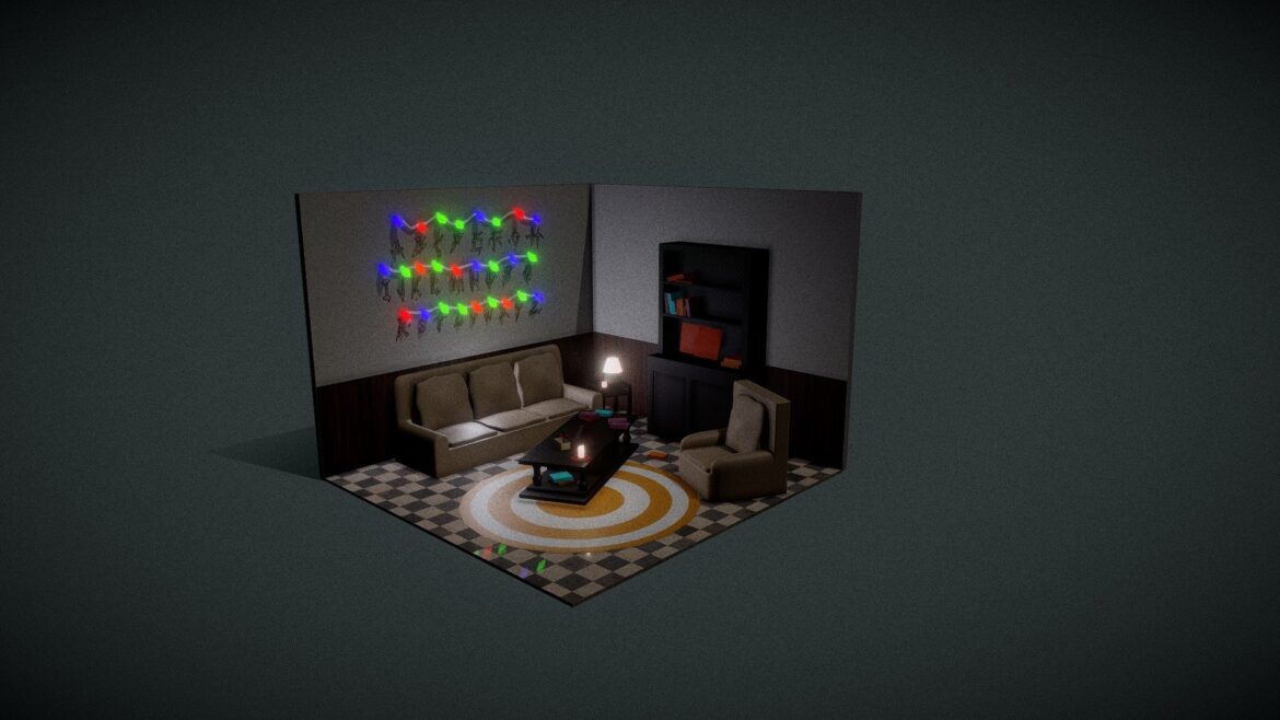 stranger things lights out scene 3d model