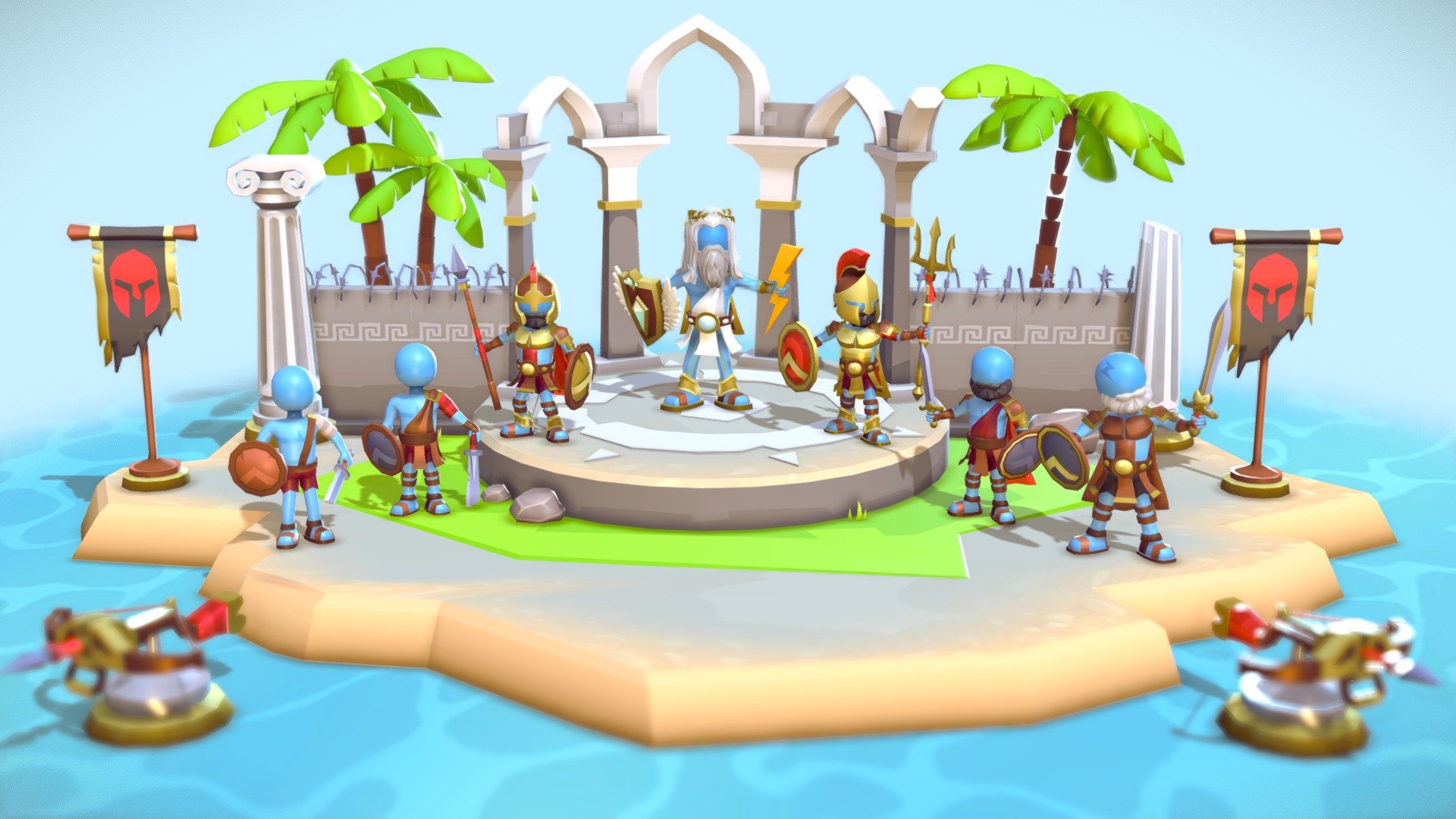 Stylized Characters fighters greek style