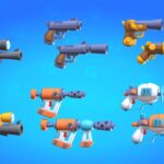 Stylized pistols guns lowpoly