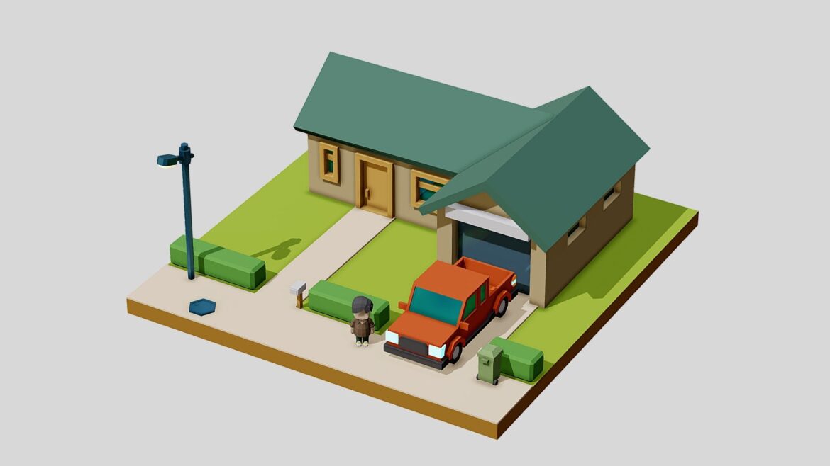 Suburbian Building 3d Model - Realistic suburbian building 3D model with detailed textures for architectural visualization.