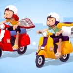 VESPA BIKE DELIVERY PIZZA NEWSPAPER