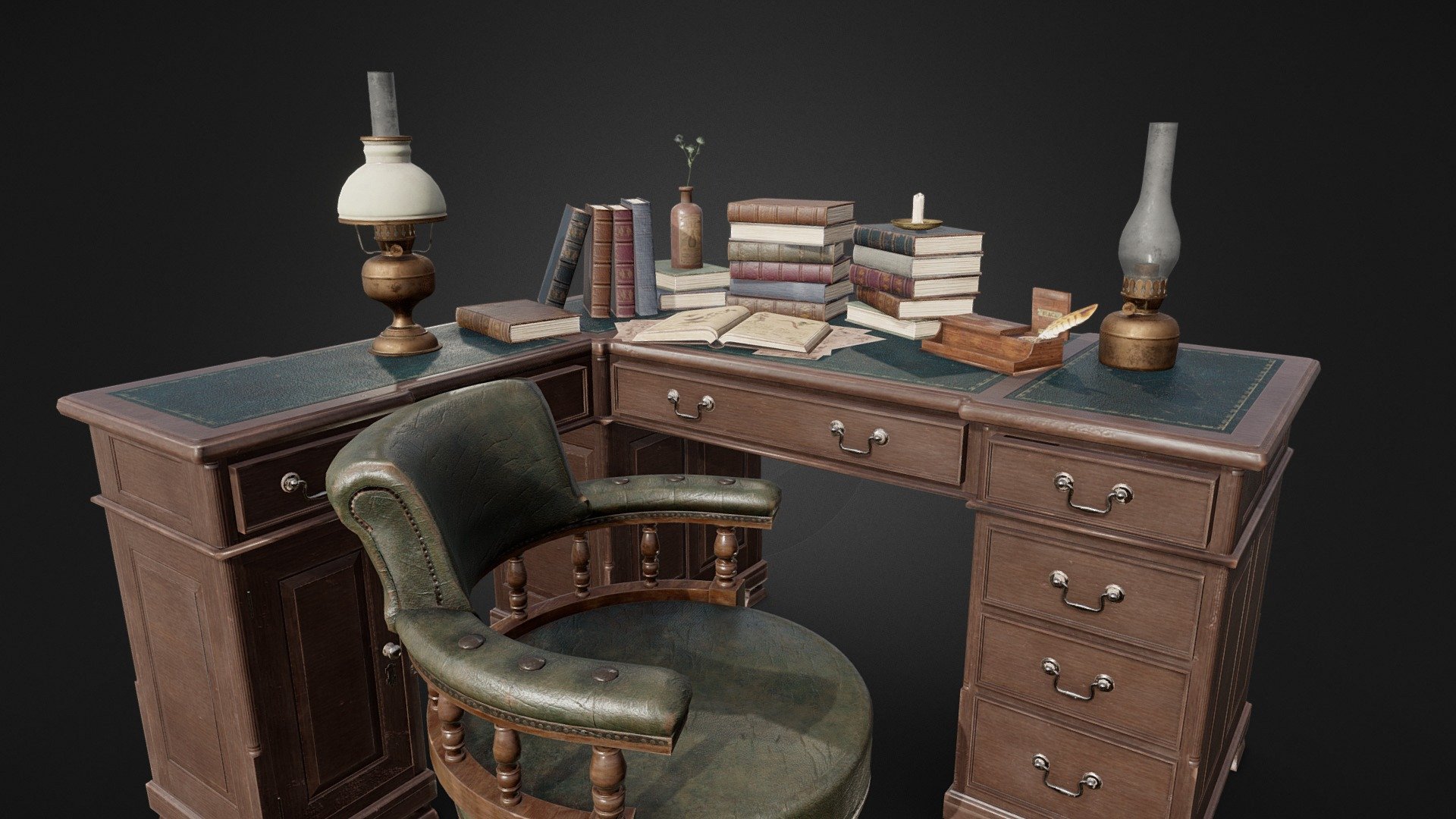 Victorian Desk with Props