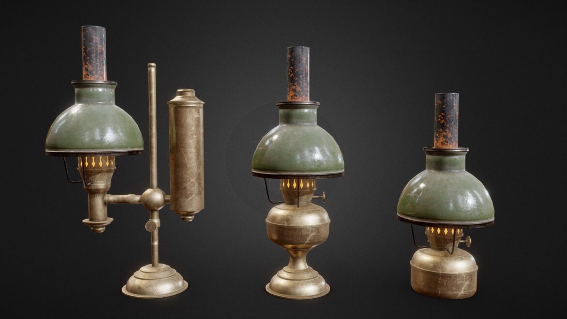victorian table lamp collection 3d model