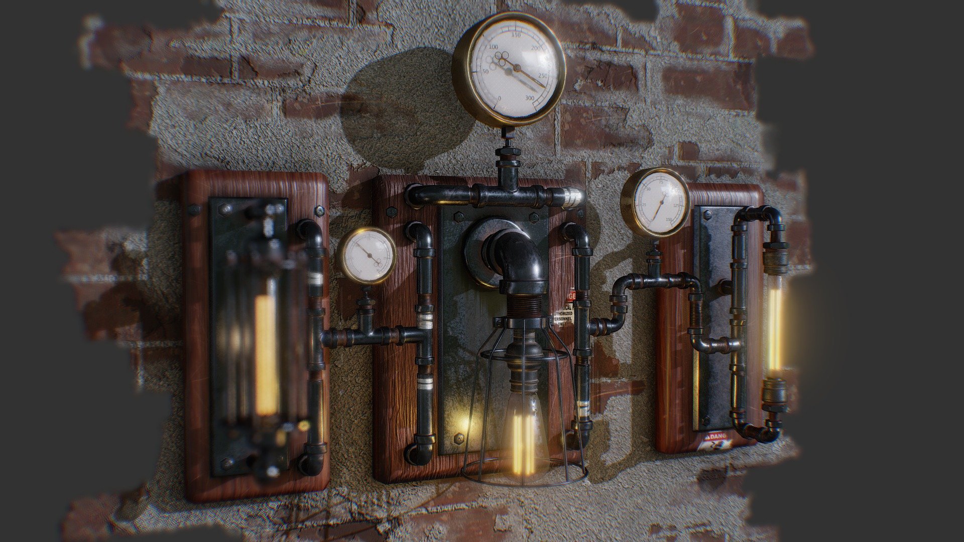 Wall Sconce with Pressure Gauge & Light