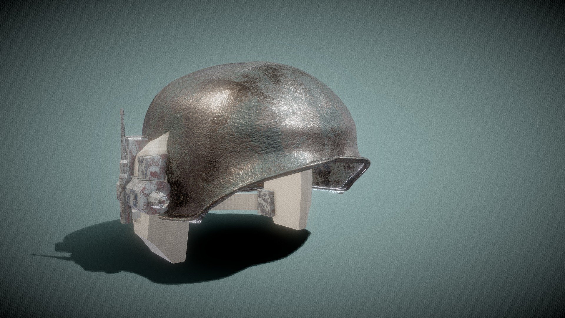 War helmet damaged